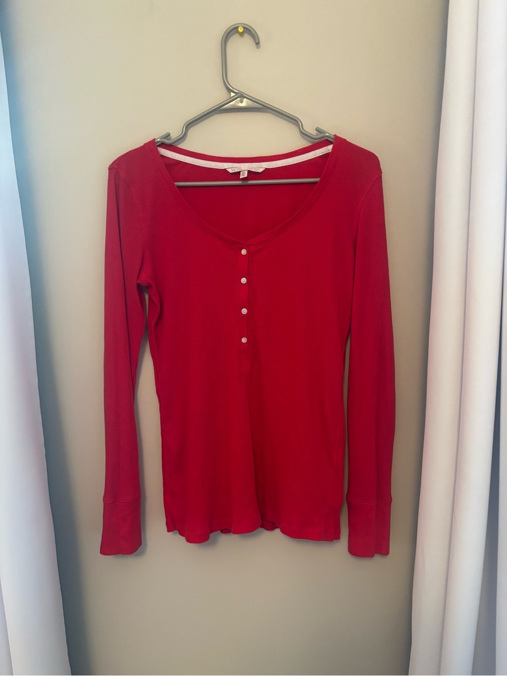 Victoria's Secret Red Long-Sleeve Henley Top